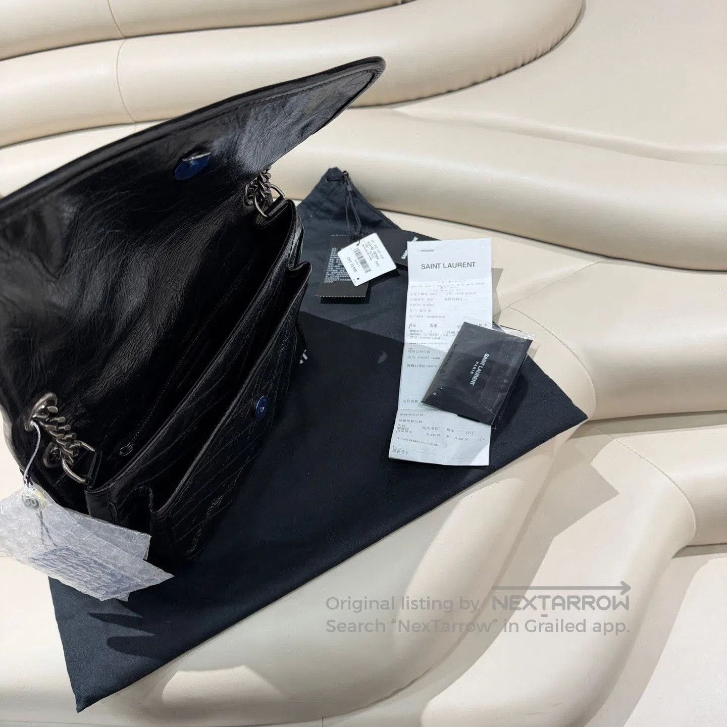 Yves Saint Laurent YSL Black Silver Medium Niki. Size ONE SIZE - 5 Thumbnail