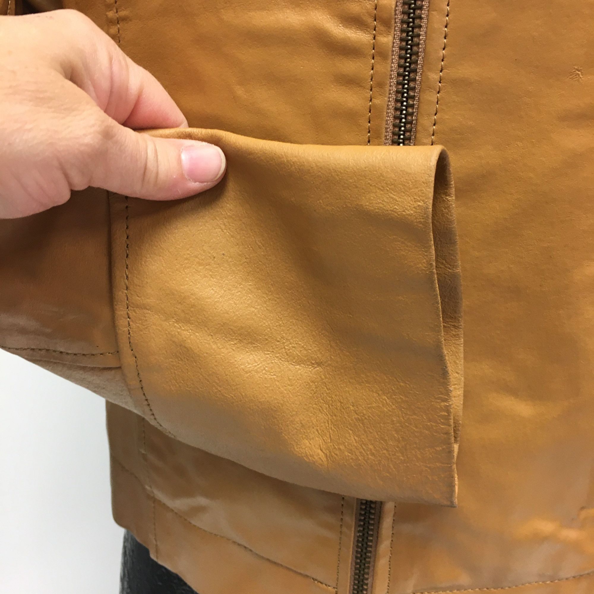 Other Vtg DP Cognac Tan Leather Casual Cafe Racer Jacket Size L / US 10 / IT 46 - 6 Thumbnail