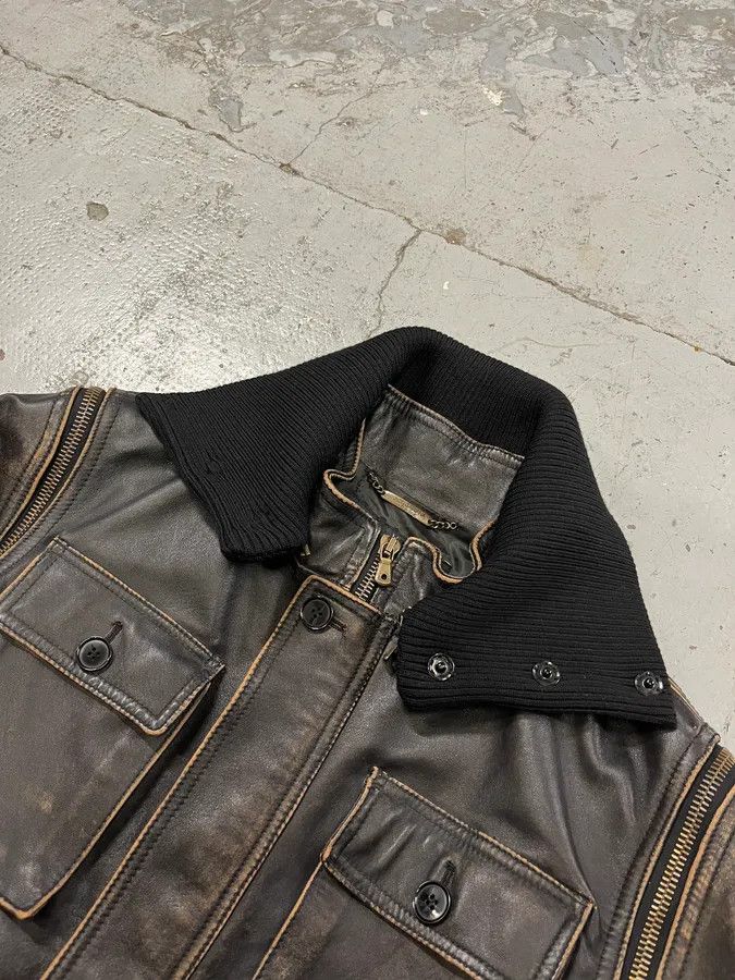 Dolce & Gabbana AW2003 Dolce & Gabbana Brown Horse Leather Zip Detachables Sleeves Jacket Size US M / EU 48-50 / 2 - 10 Thumbnail