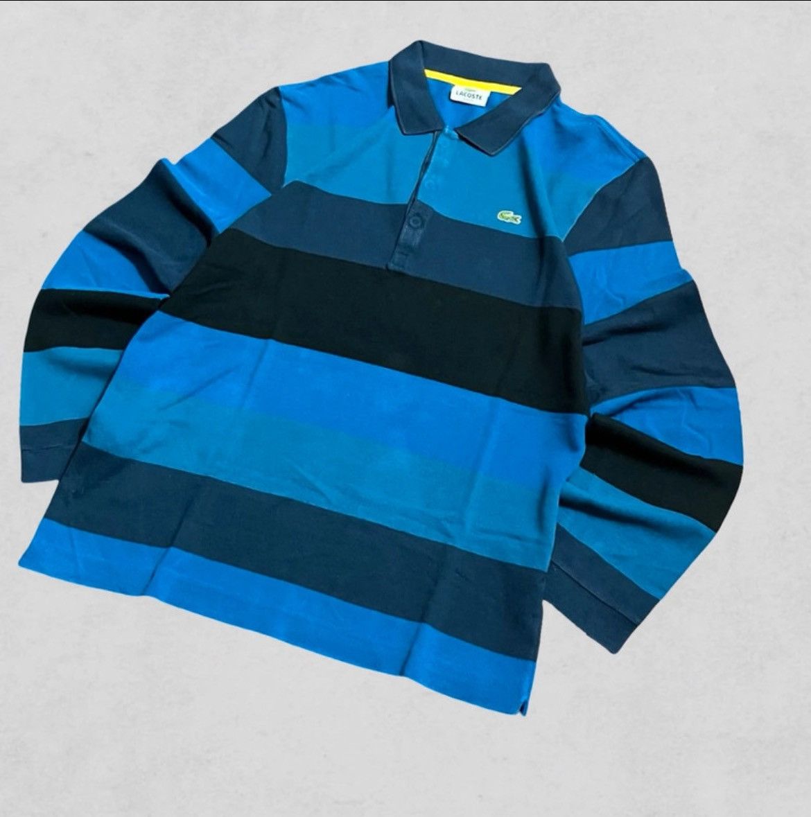 Lacoste Vintage 2000s Lacoste long-sleeved polo shirt blue stripes Size US M / EU 48-50 / 2 - 5 Thumbnail