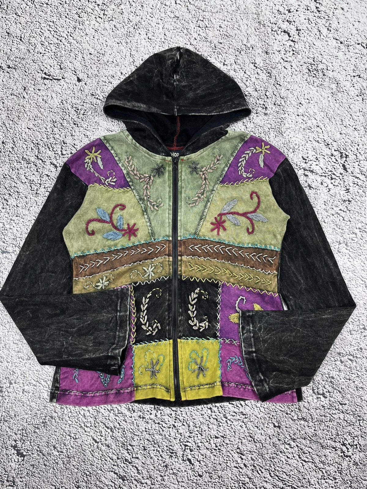 Japanese Brand Vintage 90s Nepali Patchwork Hoodie Embroidered Goa Hippie Size L / US 10 / IT 46 - 2 Thumbnail