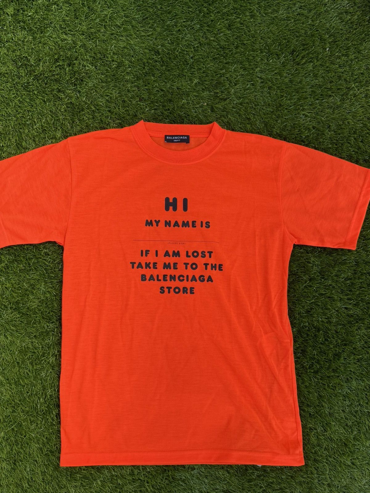 Balenciaga Balenciaga Hi My Name Is T shirt in Orange size Small Size S / US 4 / IT 40 - 1 Thumbnail