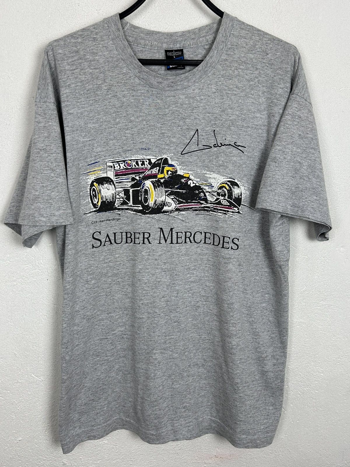 Formula 1 Vintage Sauber Mercedes Karl Wendlinger Single Stitch Tee Size US L / EU 52-54 / 3 - 1 Thumbnail