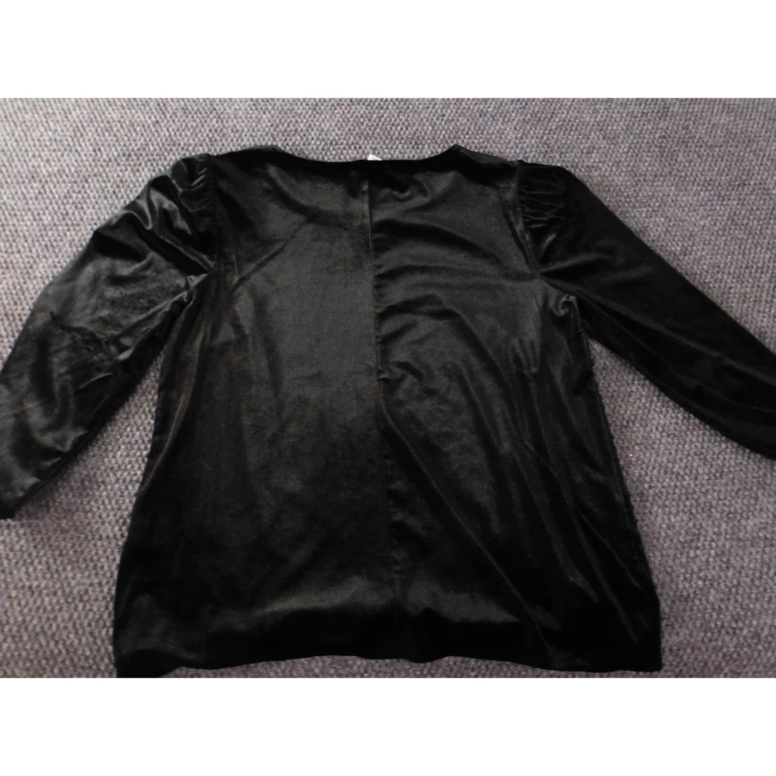 Vintage Morgan Taylor Womens Blouse M Black Crew Neck Pullover Stretch Top Casual Designer Geometric Ruffle Long Sleeve Polyester Spandex Rayon Size M / US 6-8 / IT 42-44 - 7 Thumbnail