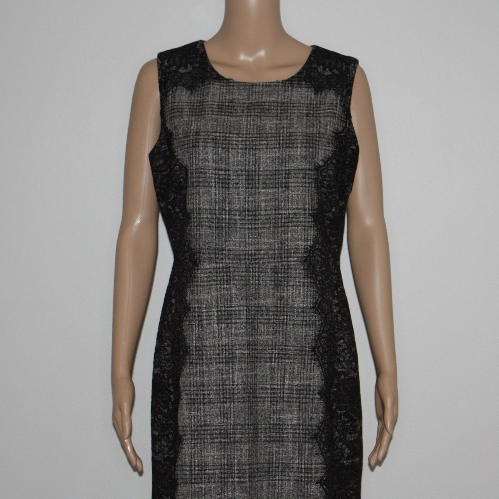 Other Chetta B Black Plaid & Lace Sleeveless Dress NWT MSRP $158 Size M / US 6-8 / IT 42-44 - 5 Thumbnail