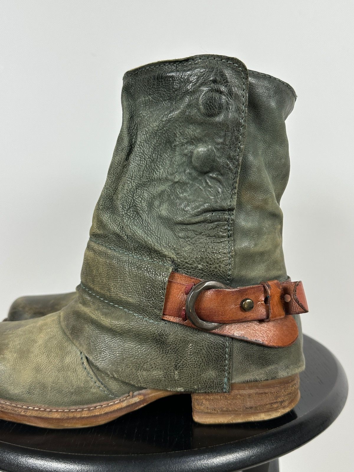A.S.98 A.S.98. Airstep Leather Biker Ankle Buckle Strap Boots Size US 6 / IT 36 - 12 Thumbnail