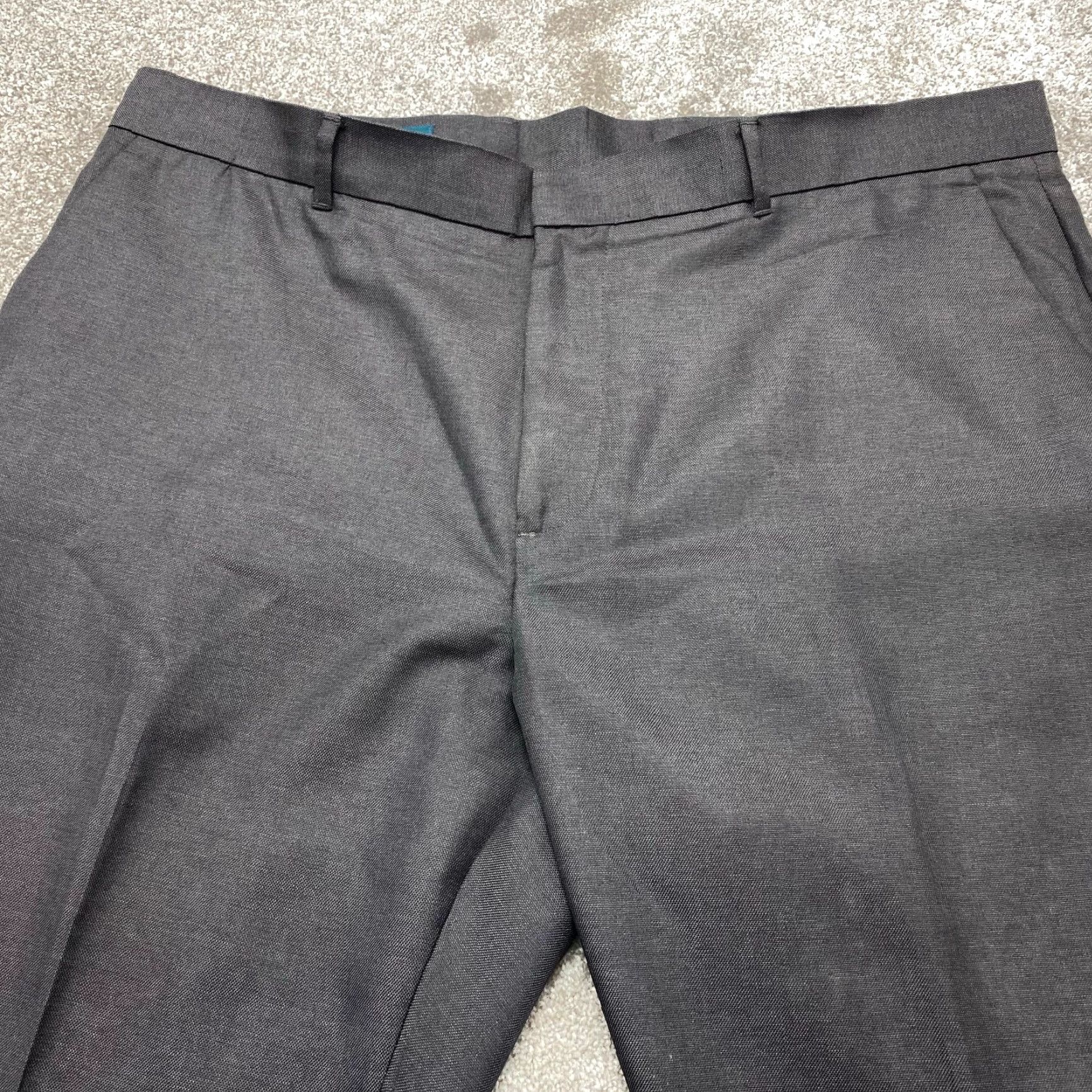 Perry Ellis Perry Ellis Dress Pants Men 38x32 Dark Gray Slim Fit Flat Front 7194 Dress Pants Mens Gray Solid 90s City Preppy Slimming Size US 38 / EU 54 - 3 Thumbnail