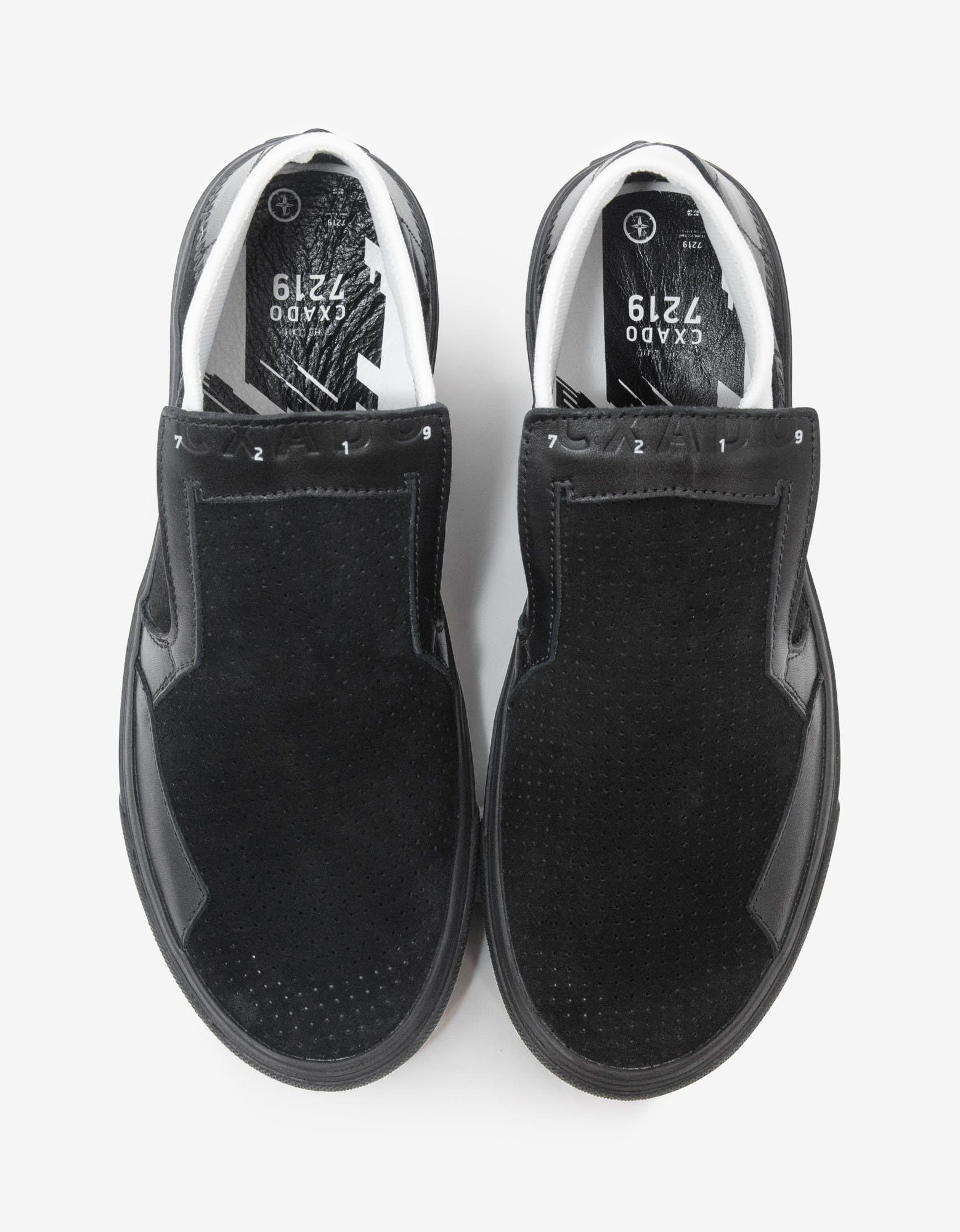 image of Stone Island Shadow Project Black Leather Slip-On Trainers Shoes, Men's (Size 7)