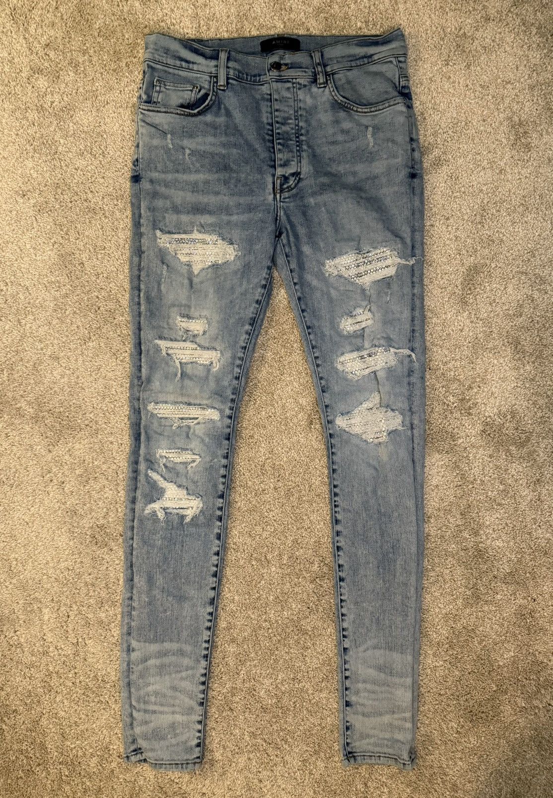 Amiri Amiri Swarovski Crystal Skinny Jeans Size US 34 / EU 50 - 1 Thumbnail