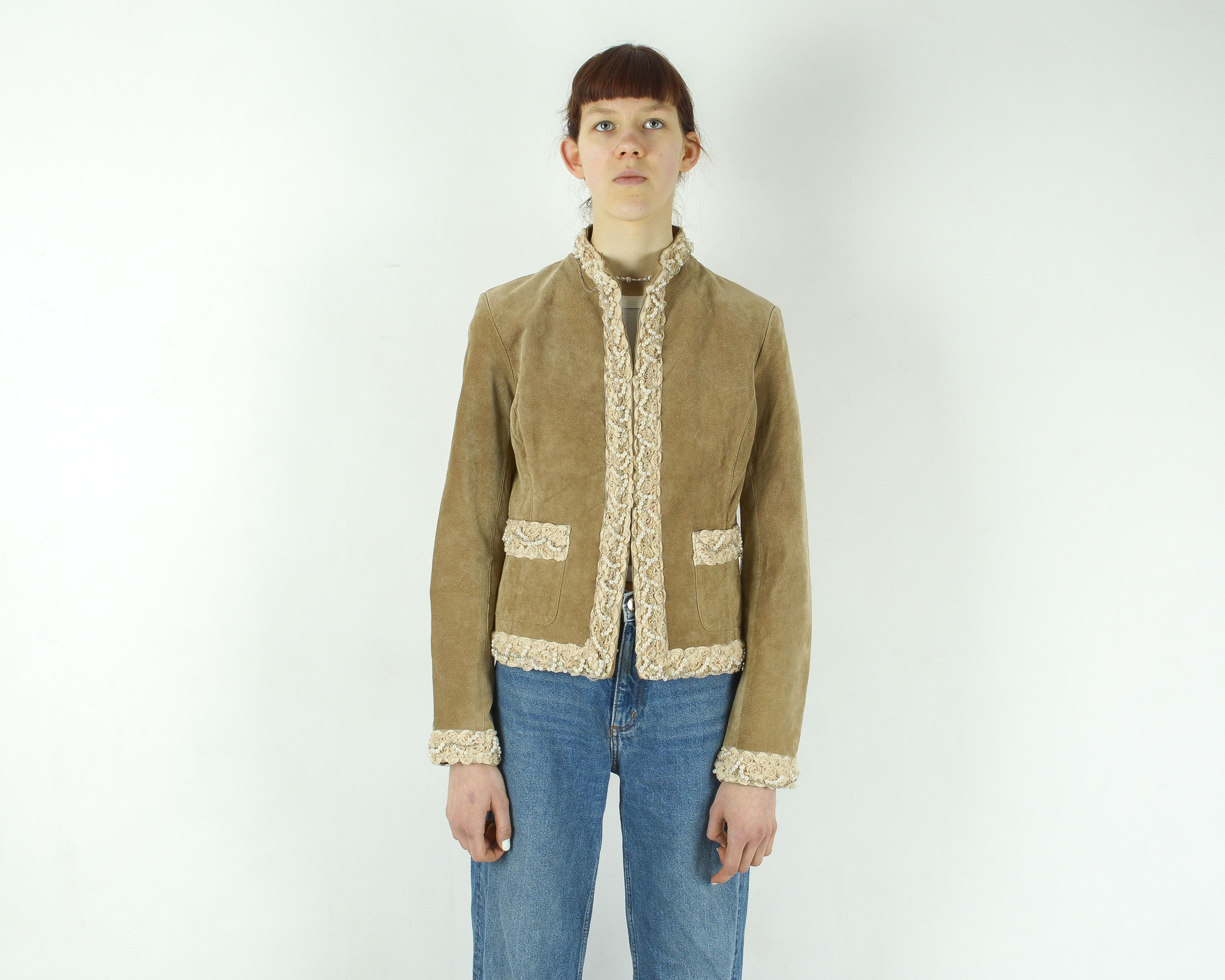 Leather × Vintage JOSEPHINE & CO Suede Genuine Leather Jacket Blazer Tan Beige Size XS / US 0-2 / IT 36-38 - 1 Thumbnail