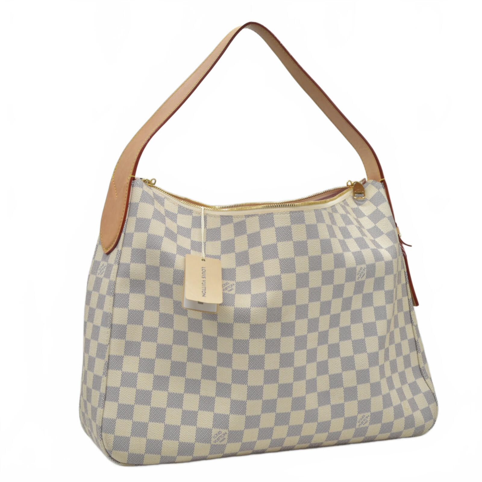 Louis Vuitton $2740 Louis Vuitton Damier Azur Slouchy MM Rose Ballerine Size ONE SIZE - 3 Thumbnail