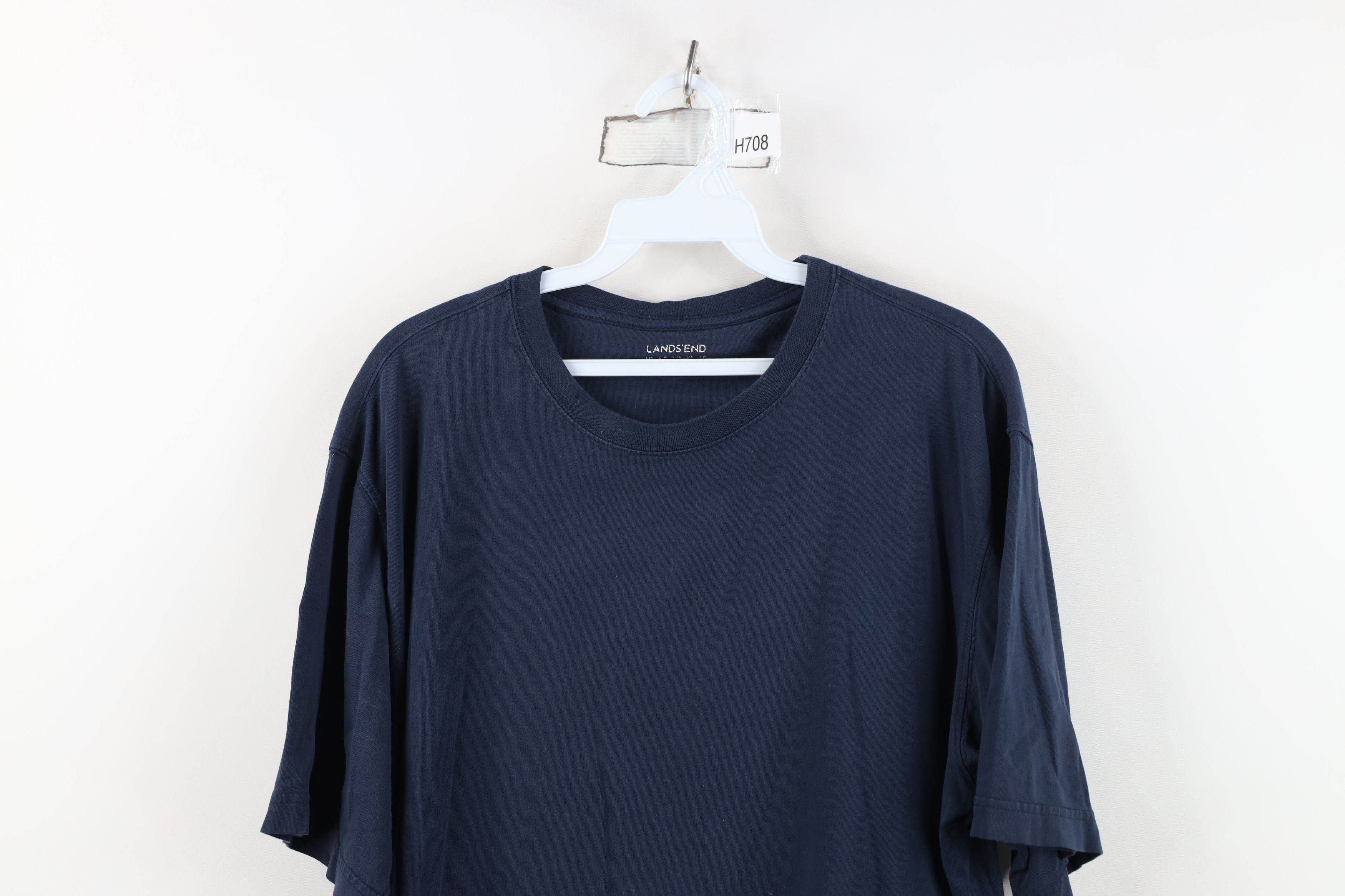 Lands' End Vintage Y2K Lands End Blank Short Sleeve T-Shirt Blue Cotton Size US XL / EU 56 / 4 - 2 Thumbnail