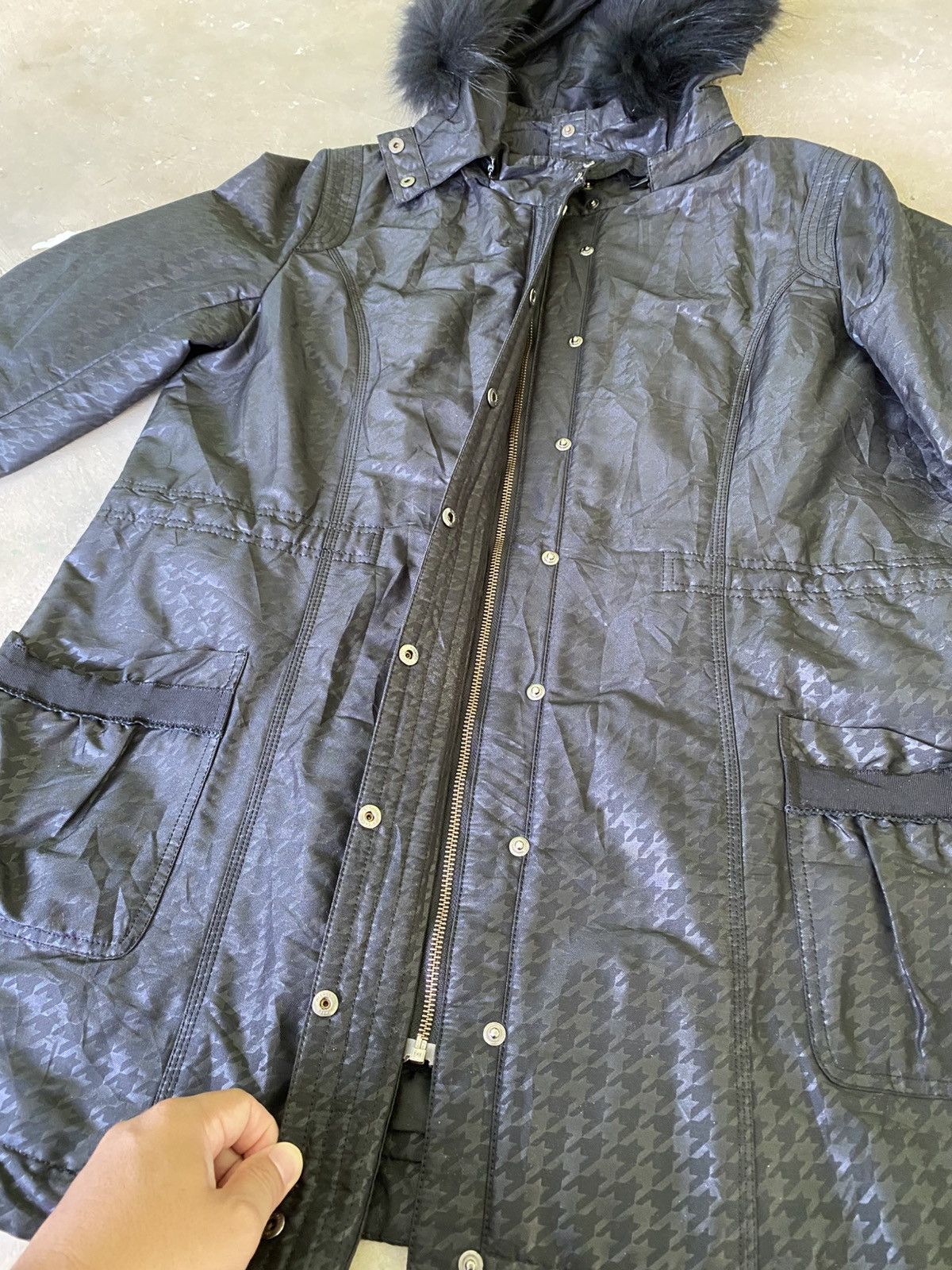 Hiroko Koshino Homme Hiroko Bis Fur Hood Houndstooth Parka Jacket Size US M / EU 48-50 / 2 - 7 Thumbnail