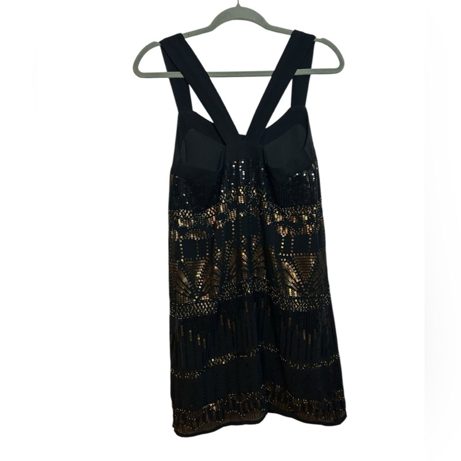 Forever 21 Forever 21 Y2K Elegant Black and Gold Sequin Mini Dress Size S / US 4 / IT 40 - 2 Thumbnail