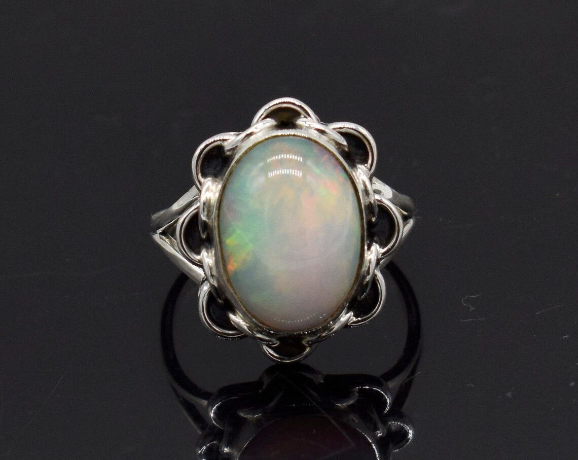 Handmade Natural Ethiopian Opal Ring Sterling Silver Jewelry Size ONE SIZE - 2 Thumbnail