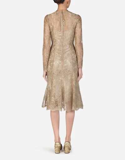Dolce & Gabbana o1y0825 Midi Dress in Gold Size XS / US 0-2 / IT 36-38 - 5 Thumbnail