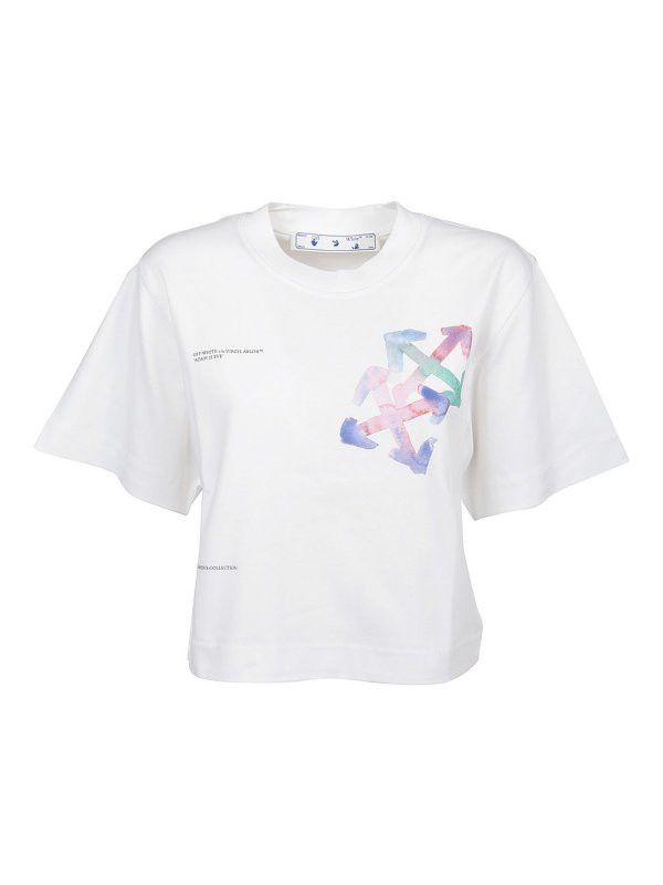 Off-White o1gr1nt0425 Watercolor Arrows Cropped T-Shirt Size XXL / US 16-18 / IT 52-54 - 1 Thumbnail