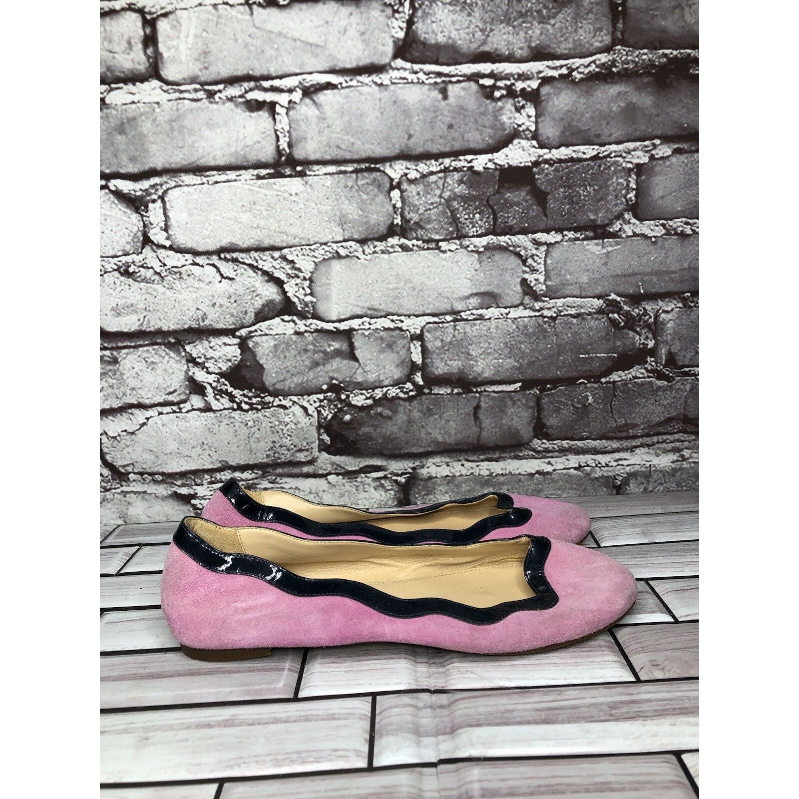 J.Crew J.CREW Pink Suede Leather Blue Scalloped Ballet Flats Shoes Size US 5 / IT 35 - 6 Thumbnail