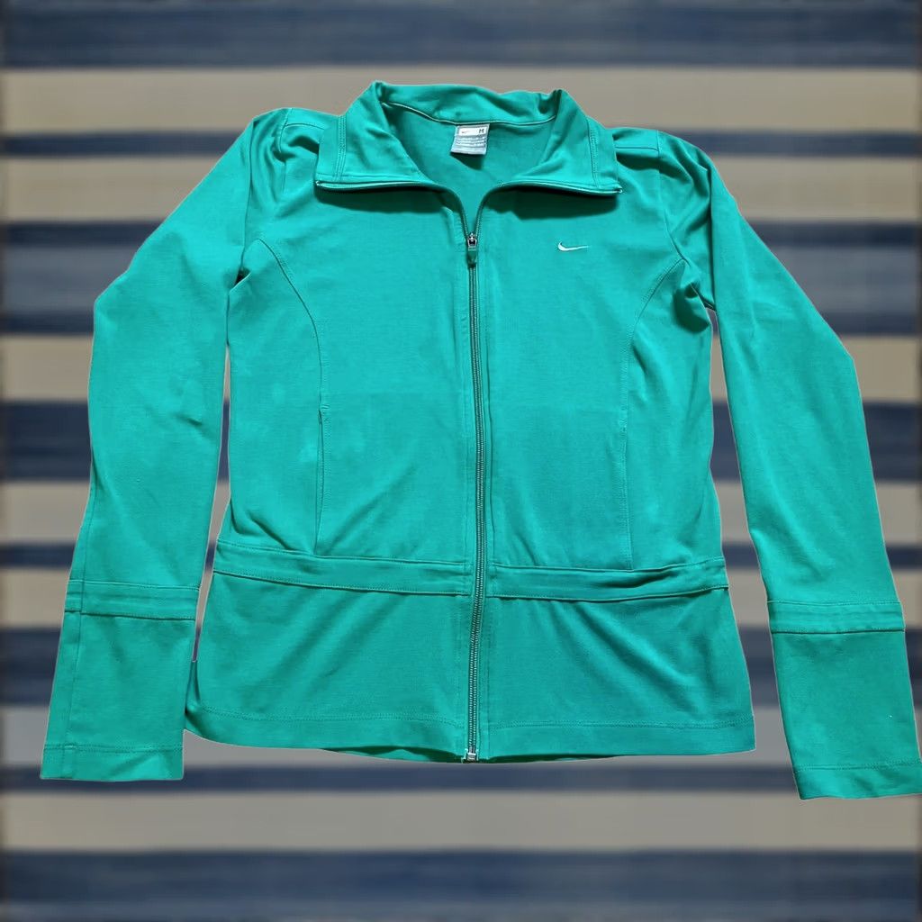 Nike Nike Women's Green Full Zip Sweatert Jacket Sz M Long Sleeve Athletic Stain, Track Jacket, Activewear, Logo, Nike, Green, Regular, Size M, Women Size M / US 6-8 / IT 42-44 - 1 Thumbnail