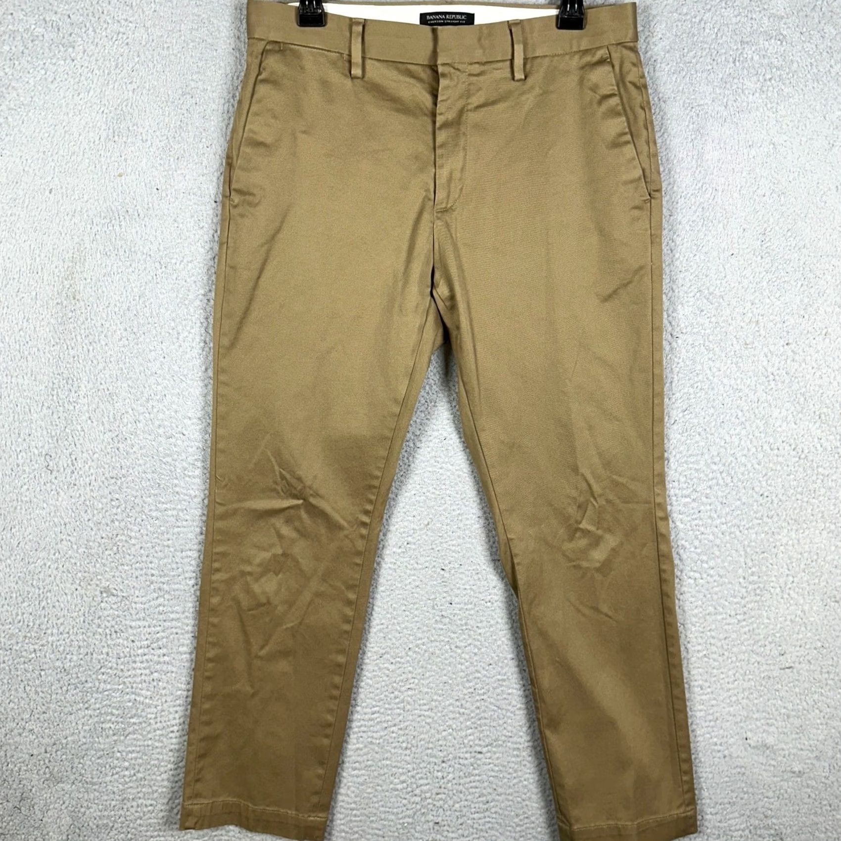 Banana Republic Banana Republic Emerson Straight Fit Chino Pants Mens 31X30 Tan Khakis Stretch Size US 31 - 2 Thumbnail