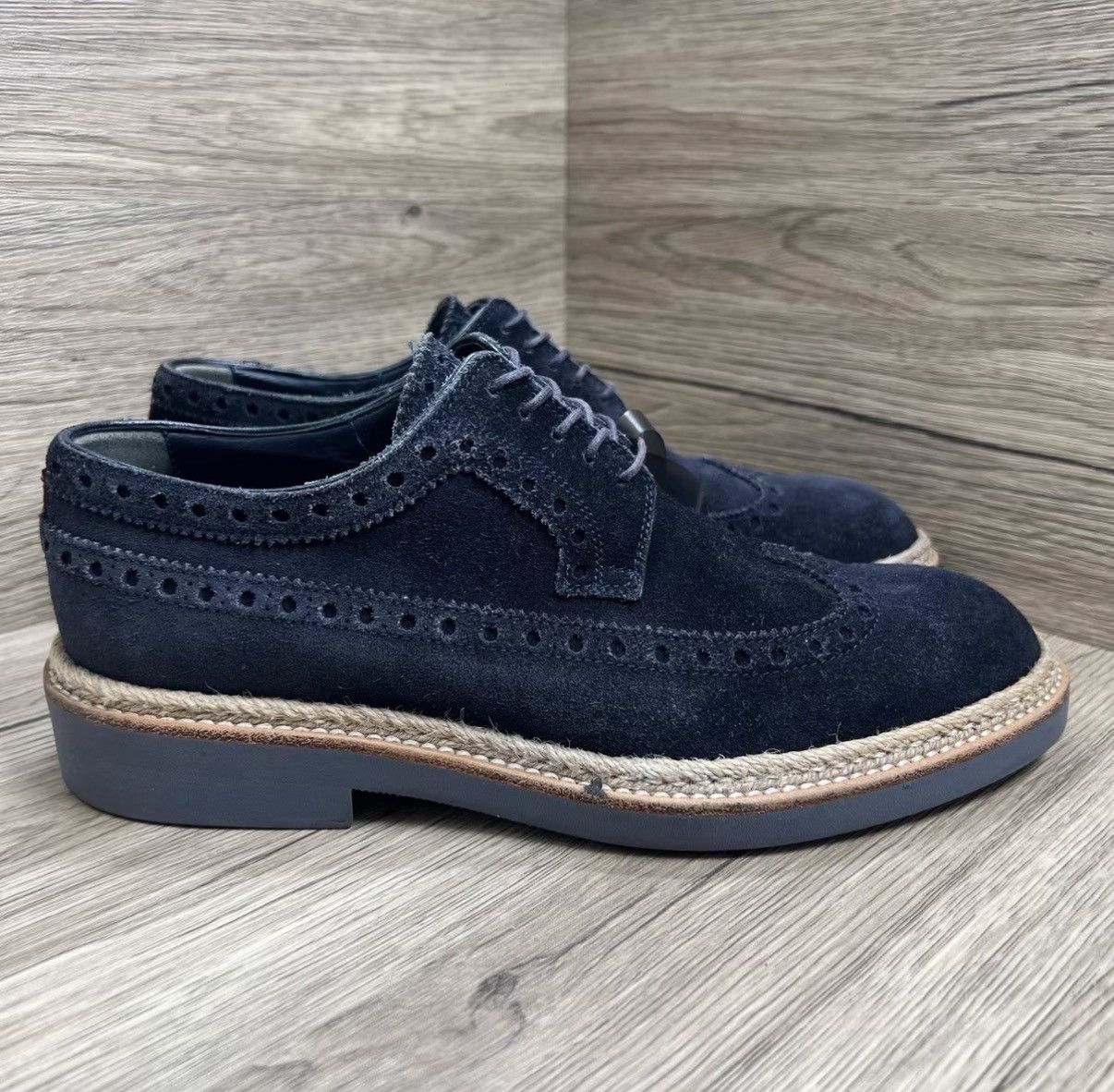 Louis Vuitton Louis Vuitton Blue Carved Derby Leather Shoes J41 Size US 6.5 / EU 39-40 - 3 Thumbnail