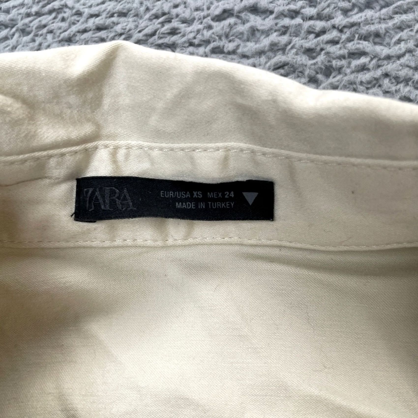 Zara Zara Womens XS White Ivory Shirt Dress Button Front Short Sleeve Utility Size XS / US 0-2 / IT 36-38 - 5 Thumbnail