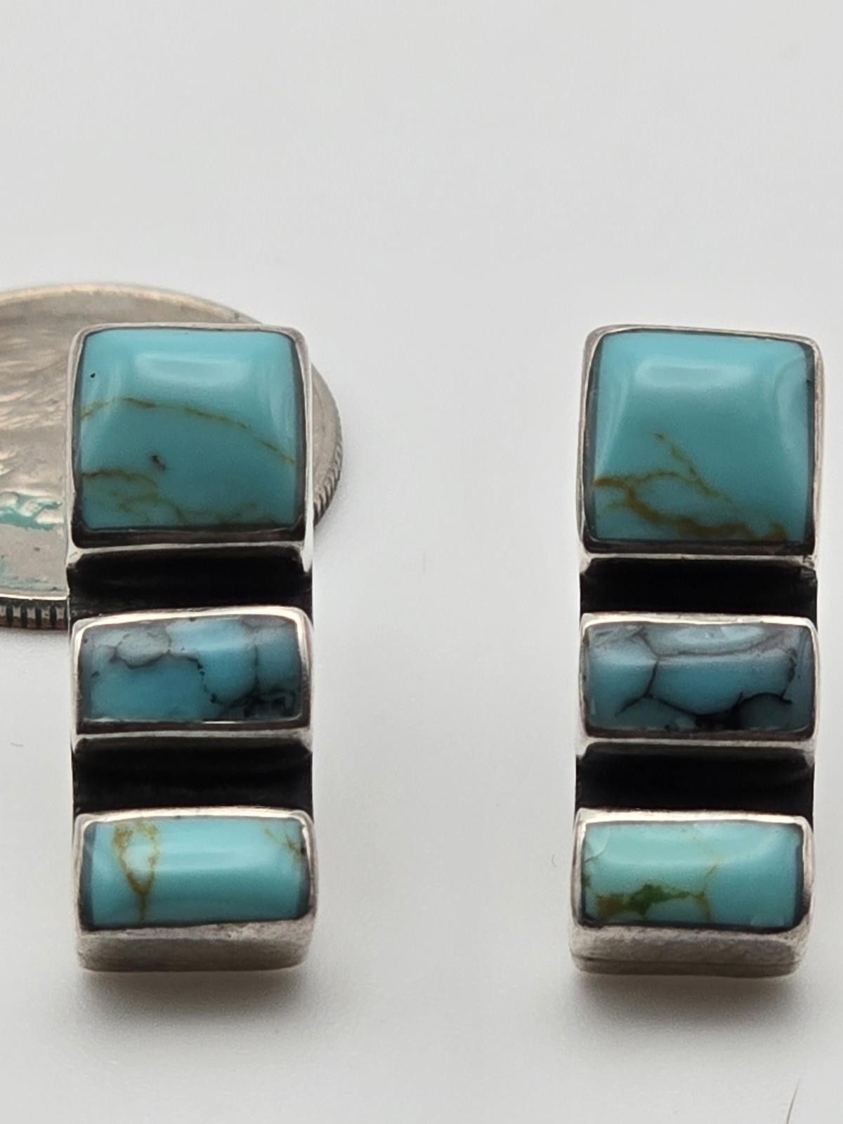 The Unbranded Brand Vintage 925 Sterling Silver Turquoise Earrings Southwestern Size ONE SIZE - 1 Thumbnail