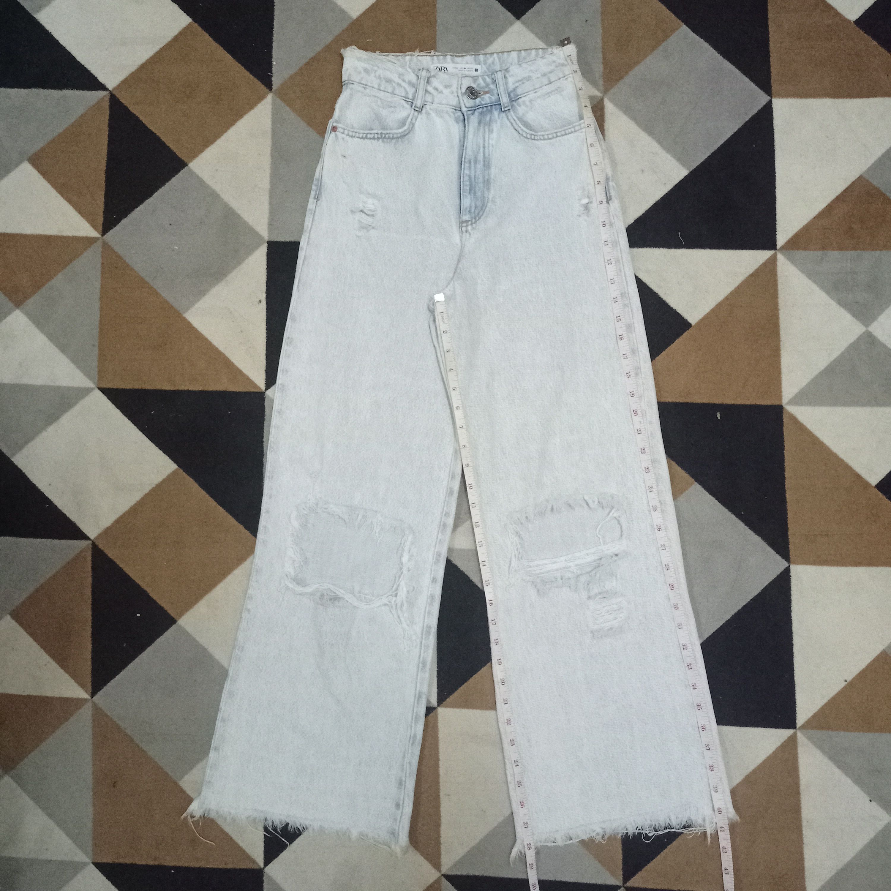 Zara Vintage Zara High Rise Ripped Baggy Flare Jeans Size 25" / US 0 / IT 36 - 8 Thumbnail