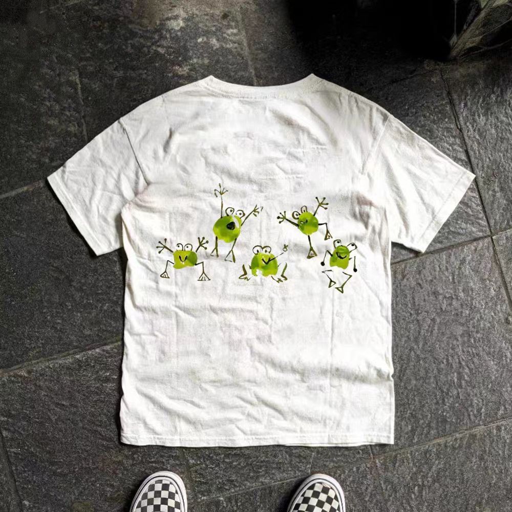 Vintage White washed retro fun frog print t-shirt Size US M / EU 48-50 / 2 - 2 Thumbnail