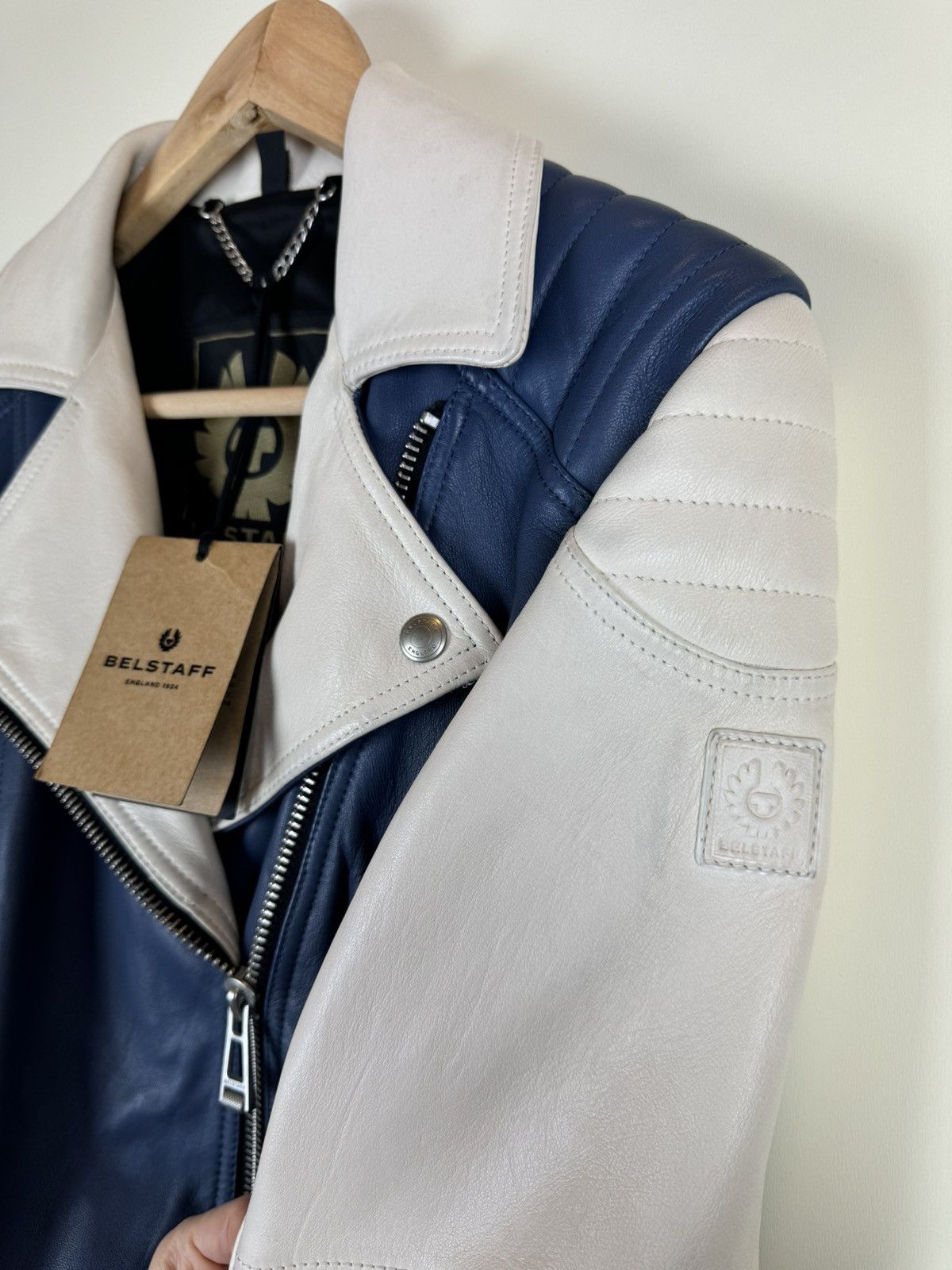 Belstaff Belstaff Devyn Bicolor blue white leather biker jacket RARE Size S / US 4 / IT 40 - 16 Thumbnail