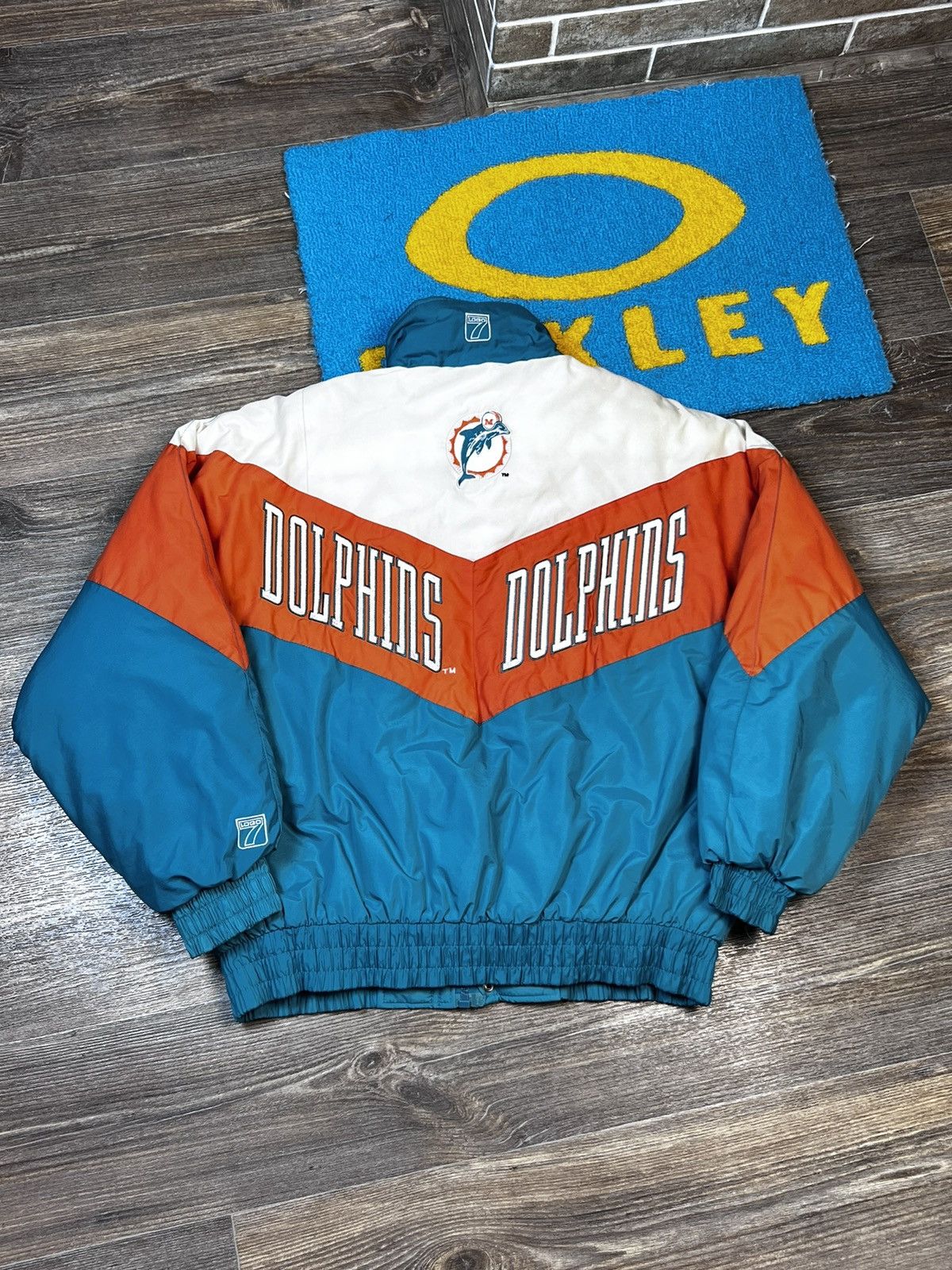 Logo 7 × NFL × Vintage Vintage 90’s 7 Logo Miami Dolphins NFL Tricolour Jacket Size US L / EU 52-54 / 3 - 1 Thumbnail