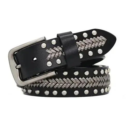 Other Geometry Pattern Leather Belt Size ONE SIZE - 2 Thumbnail