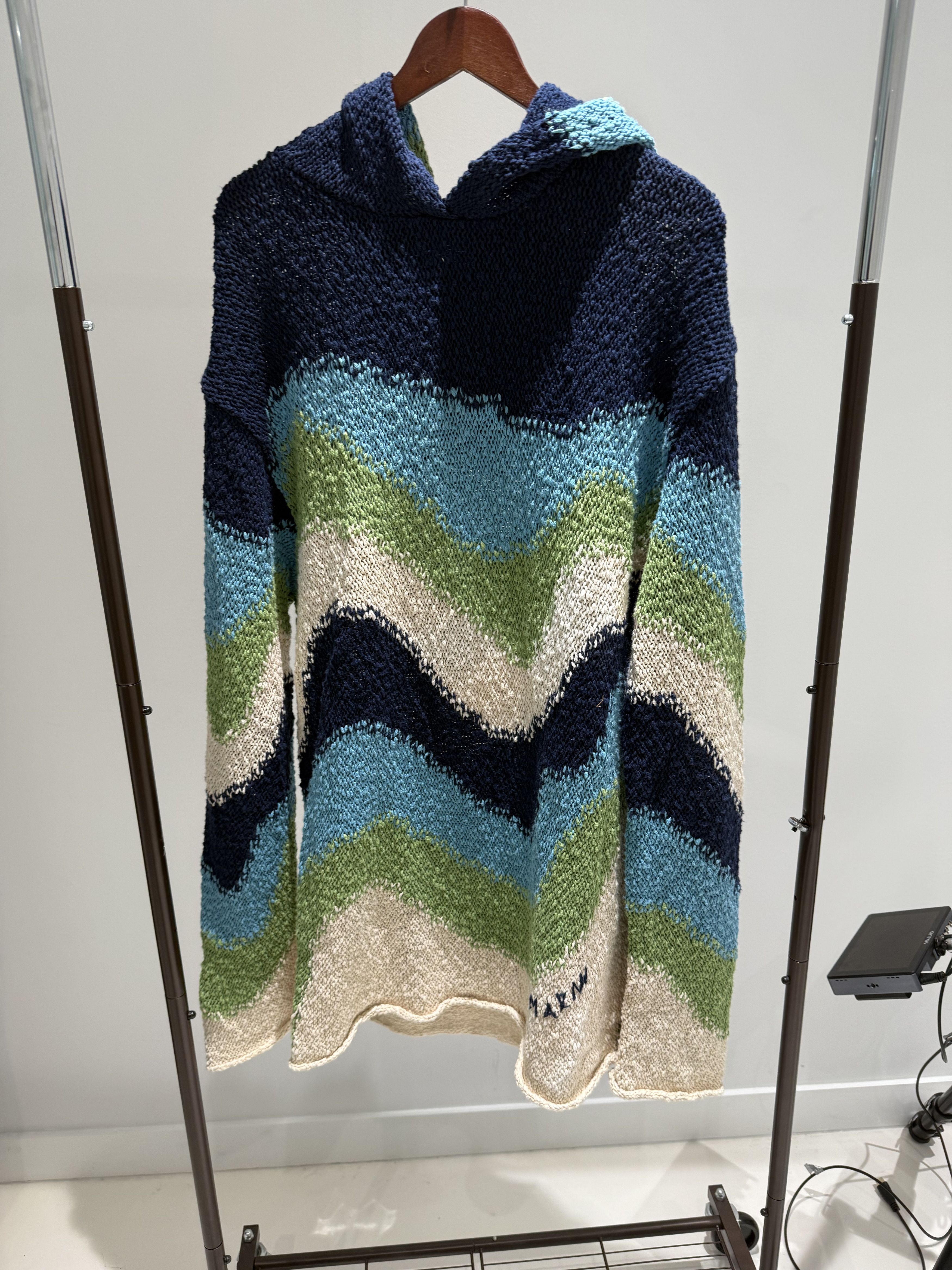 Marni MARNI WAVY STRIPED KNIT HOODIE Size US XL / EU 56 / 4 - 1 Thumbnail