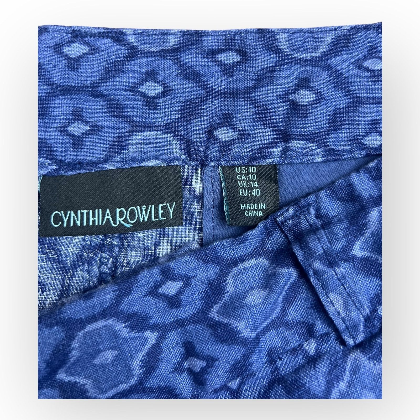 Cynthia Rowley Cynthia Rowley Blue Ikat Shorts - Size 10, Linen Size 32" / US 10 / IT 46 - 3 Thumbnail