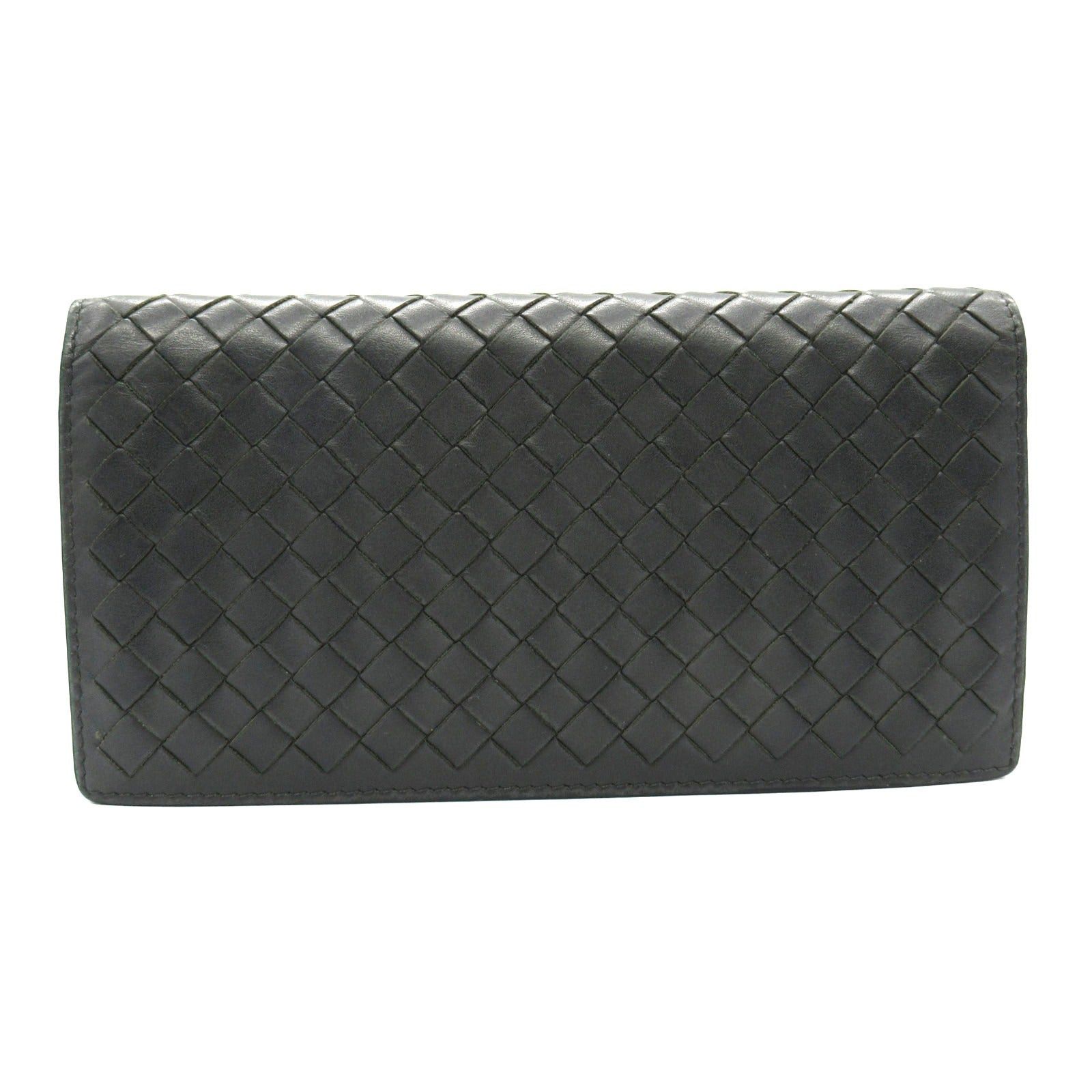 Bottega Veneta Bottega Veneta Intrecciato Zip Long Wallet Bi-Fold Leather Gray Charcoal Size ONE SIZE - 1 Thumbnail