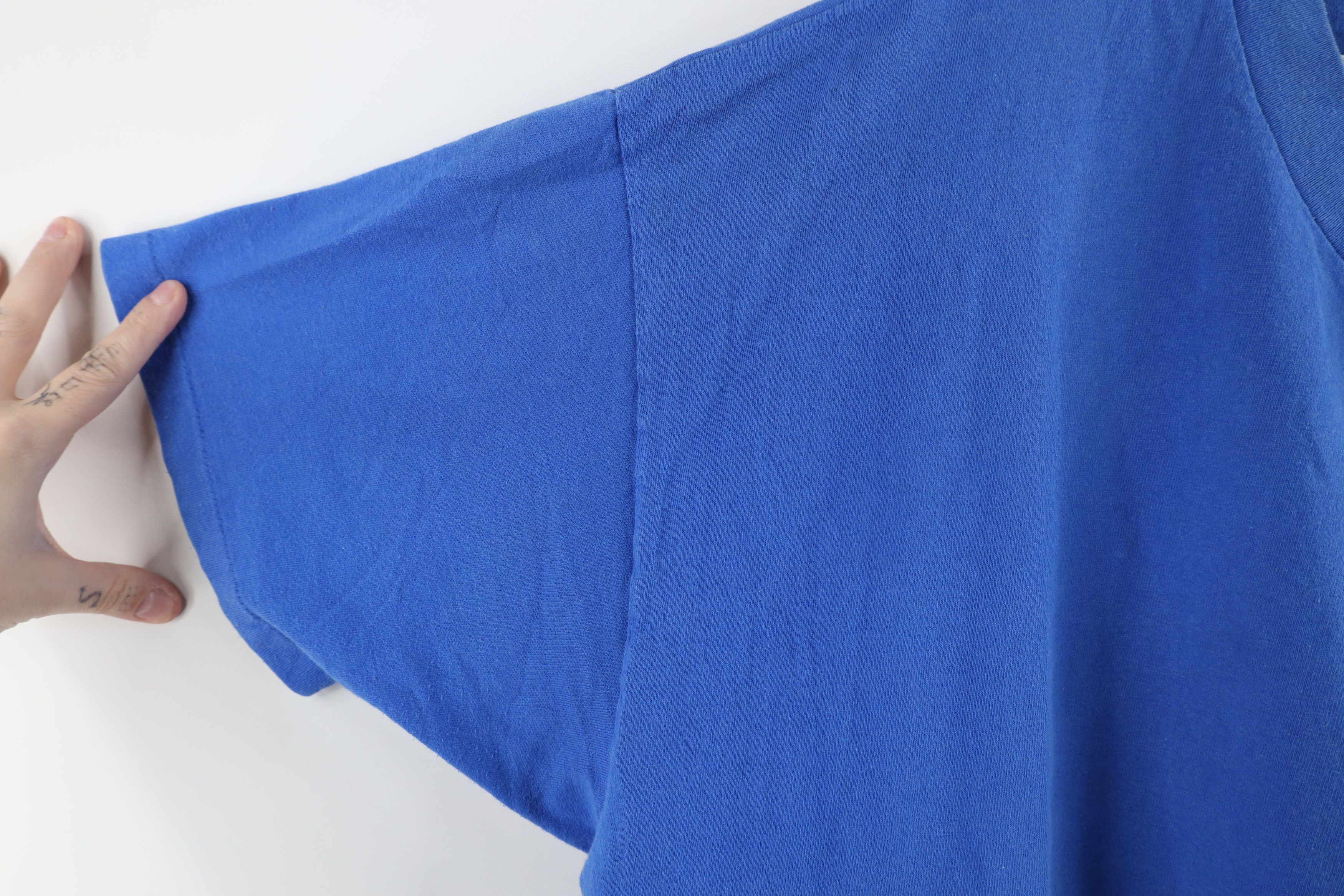 Hanes × Vintage Vintage 90s Hanes Blank Heavy Cotton Pocket T-Shirt Blue USA Size US XL / EU 56 / 4 - 8 Thumbnail