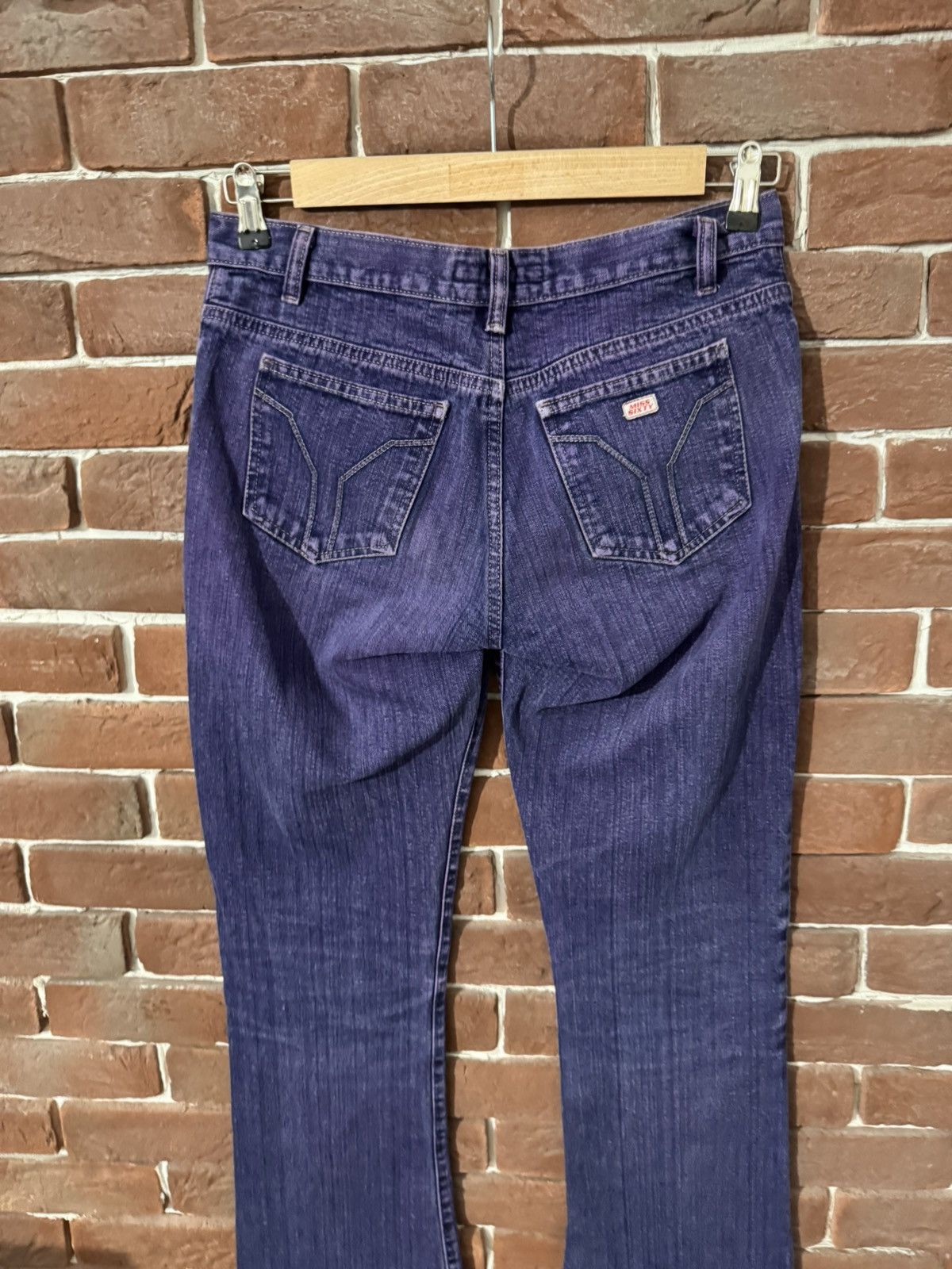 Japanese Brand Y2K Vintage Miss Sixty Jeans Purple Acid Wash Flared Low Ris Size 29" - 8 Thumbnail