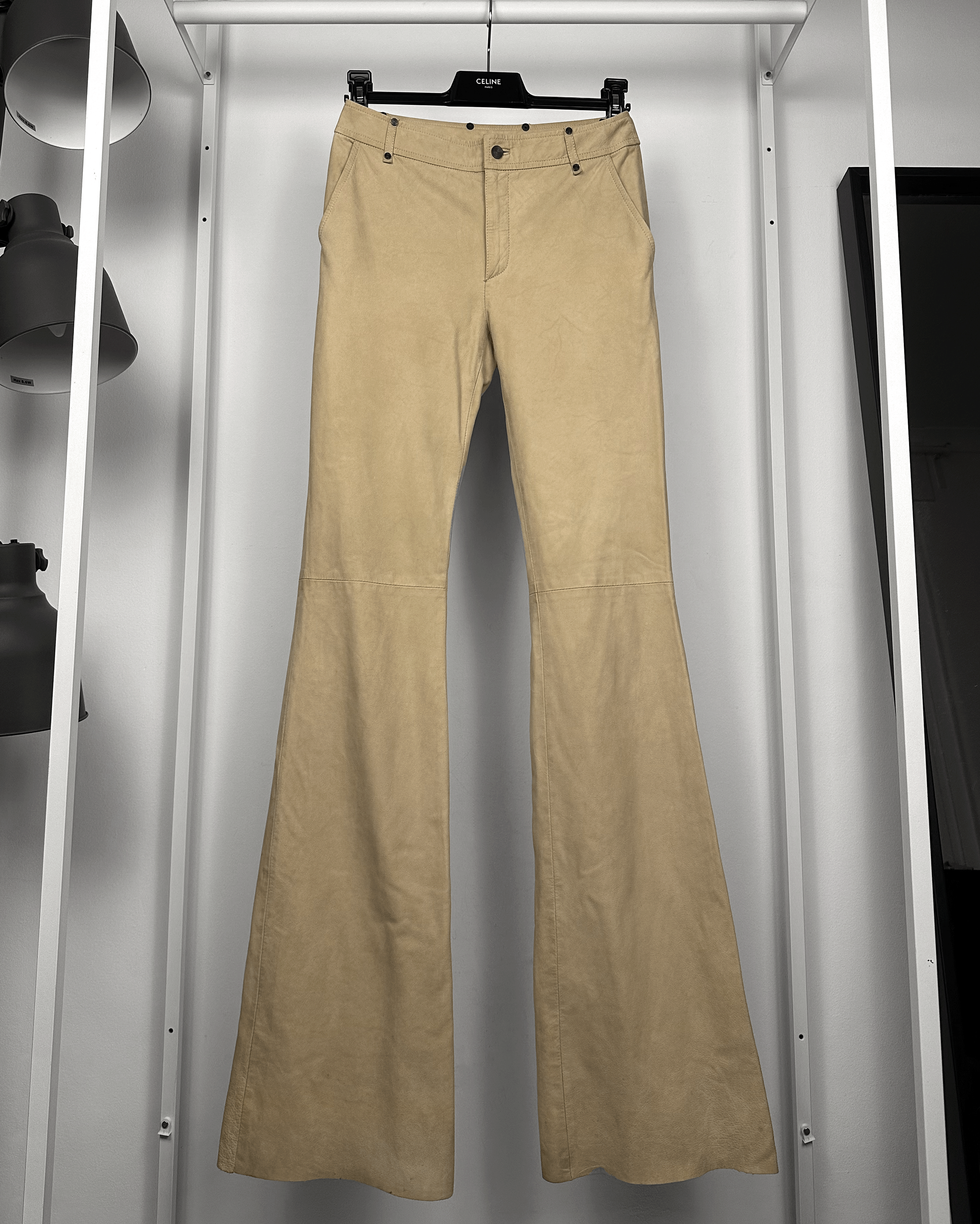 Gucci Gucci Tom Ford Cream Leather Flared Pants Size US 28 / EU 44 - 1 Thumbnail
