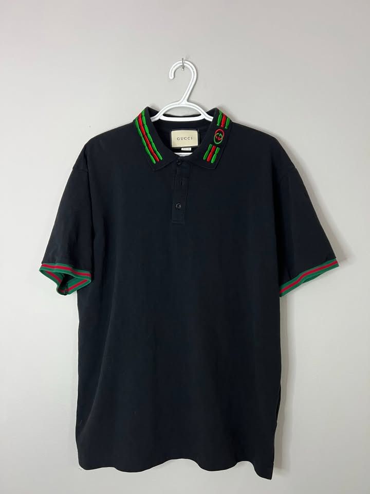 Gucci Authentic Gucci Web-Collar Interlocking G Polo Shirt - Black Size US XXL / EU 58 / 5 - 1 Thumbnail