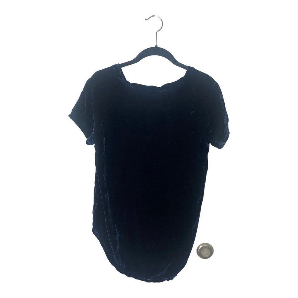 Anthropologie Anthropologie Cloth & Stone Navy Crushed Velvet Short Sleeve Size S / US 4 / IT 40 - 2 Thumbnail