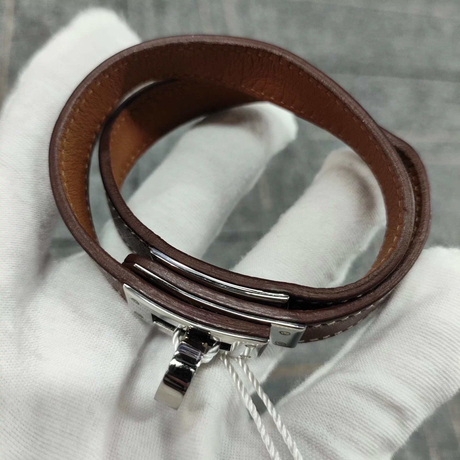 Hermes Hermès Calfskin Double Loop Brown Bracelet Size ONE SIZE - 7 Thumbnail