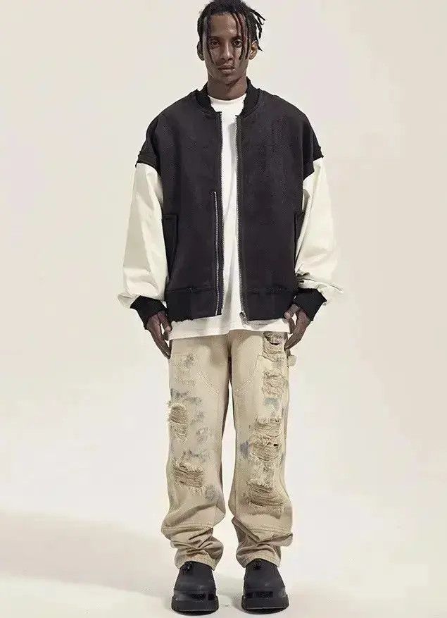 Japanese Brand Beige Paint Splatter Distressed Denim Jeans y2k Size US 30 / EU 46 - 4 Thumbnail