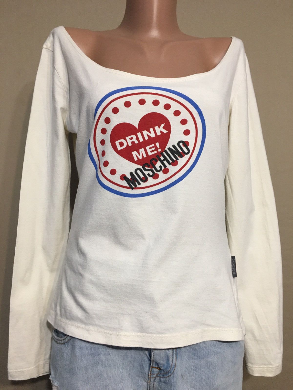 Moschino Moschino Drink Me White Cotton Long sleeve T-Shirt Size M / US 6-8 / IT 42-44 - 2 Thumbnail