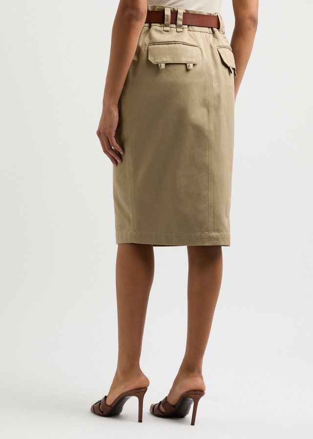 Saint Laurent Paris o1y0126 Midi Skirt in Khaki Size 32" / US 10 / IT 46 - 3 Thumbnail