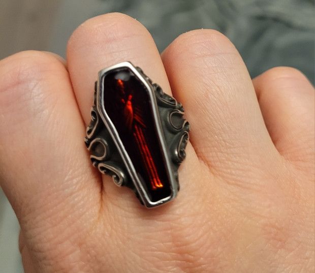 Other Gothic Mummy Vampire Coffin Ring Size ONE SIZE - 2 Thumbnail