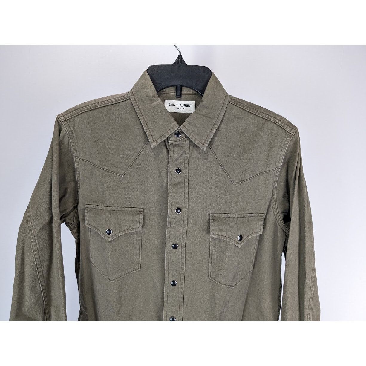 Saint Laurent Paris o1rshd1 Shirt in Green Size US M / EU 48-50 / 2 - 7 Thumbnail