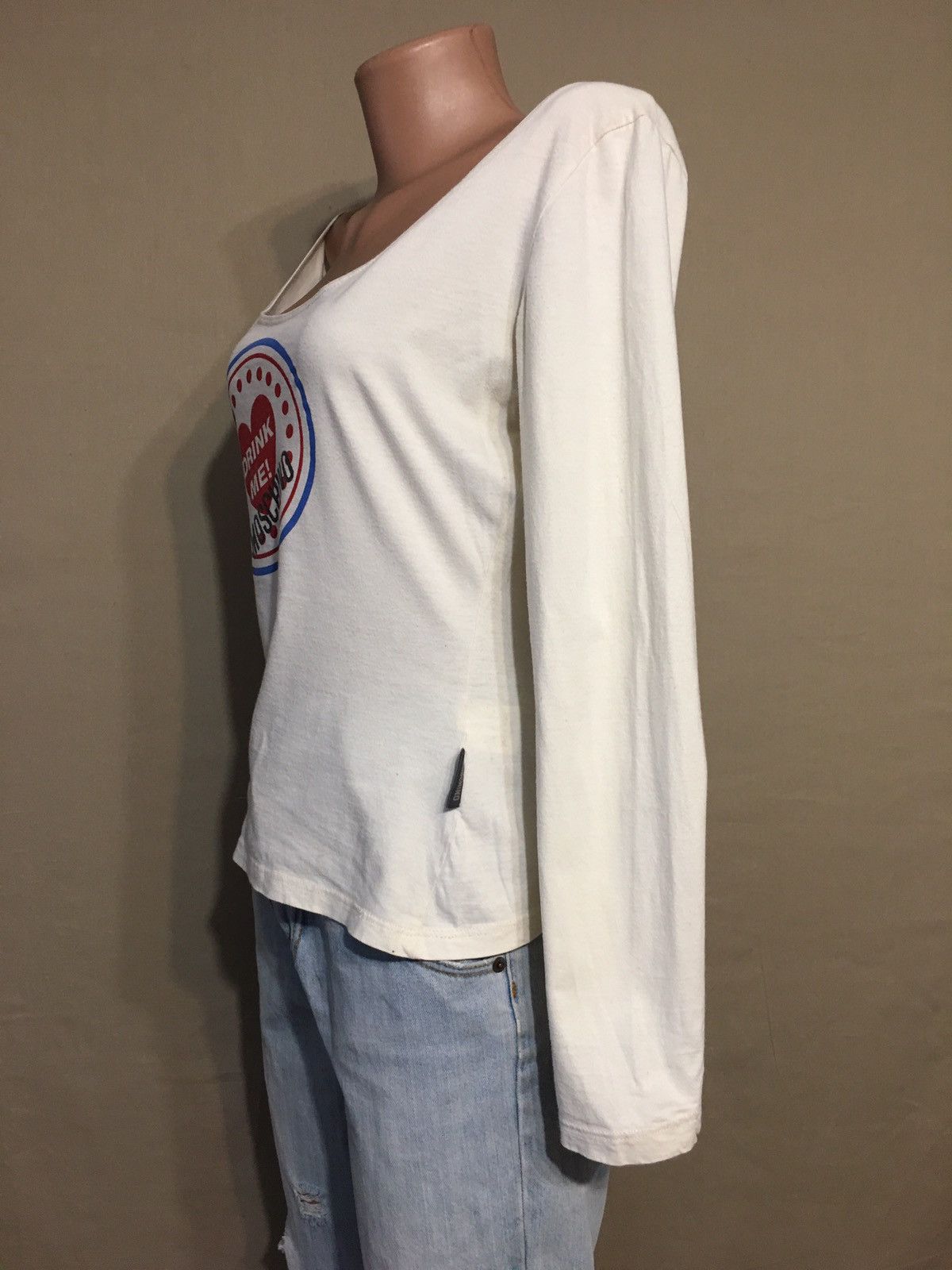 Moschino Moschino Drink Me White Cotton Long sleeve T-Shirt Size M / US 6-8 / IT 42-44 - 4 Thumbnail