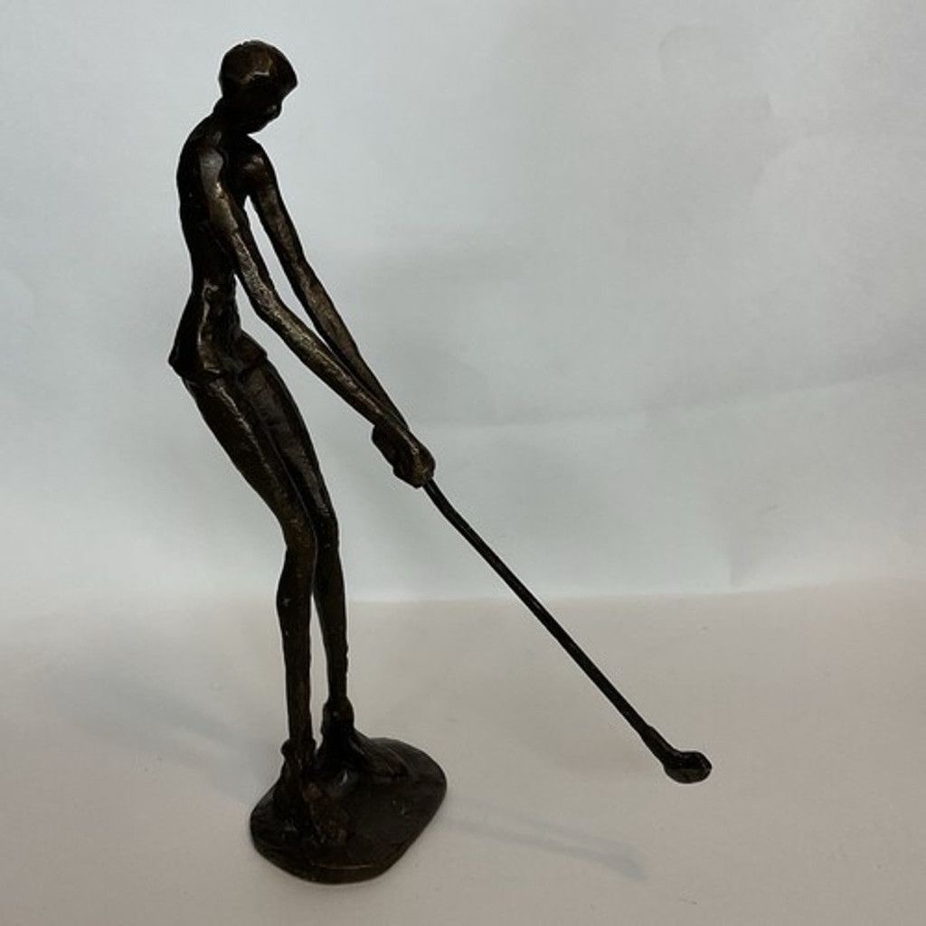 The Unbranded Brand VTG Bronze Brutalist Art Golfer Lady Art Sculpture 9.5" x 8" Size ONE SIZE - 12 Thumbnail