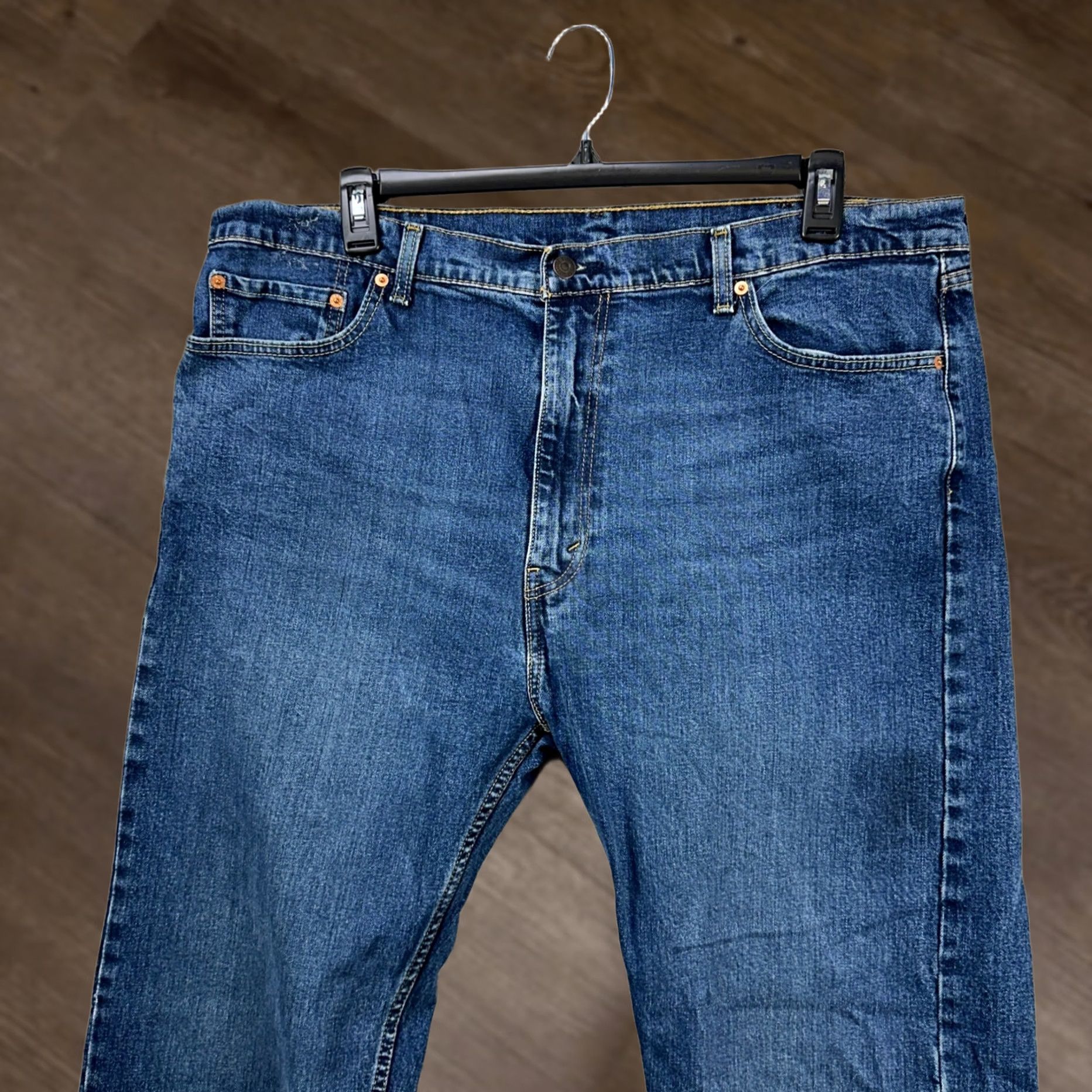 Levi's Levi's 505 Jeans Straight Leg Mens 42X30 Blue Distressed Stretch Denim Red Tab Size US 42 / EU 58 - 1 Thumbnail