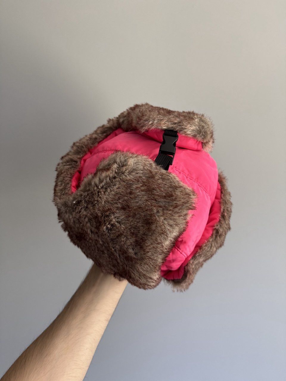 Japanese Brand Vintage Pink Nylon Ushanka Fuzzy Warm Trapper Fur Hat Size ONE SIZE - 5 Thumbnail